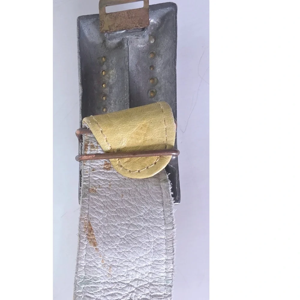 VTG 80s Retro Paris Yellow Croc Embossed Leather Belt Adj Buckle 34